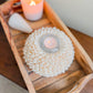 White Cowrie Shell Tealight Centerpiece | Seashell Candle Votive