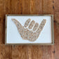 Seashell Shaka Sign Wall Art | Beach Inspired Coastal Decor | Handmade Surf Vibe Frame